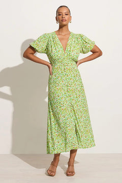 Bellavista Midi Dress - Lou Floral Print Green