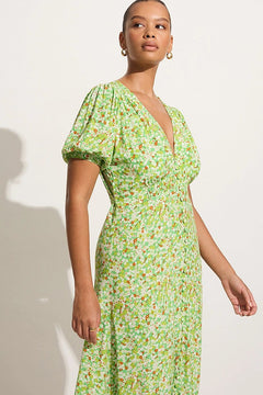 Bellavista Midi Dress - Lou Floral Print Green