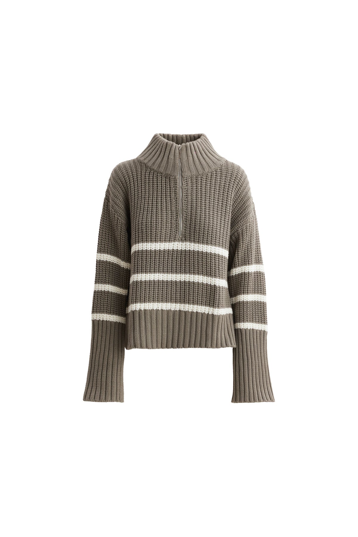 Sissel Stripe Zip Knit - Army