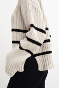Sissel Stripe Zip Knit - Sand