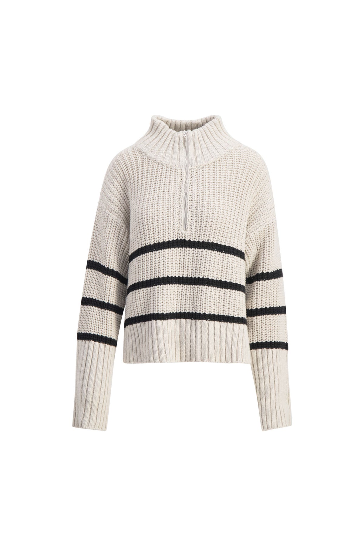 Sissel Stripe Zip Knit - Sand