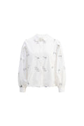 Sofia Shirt - Embroidered Blue Flower