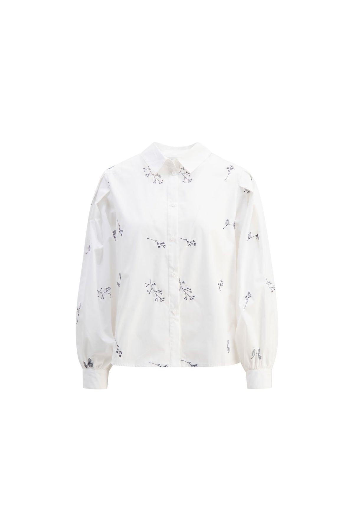 Sofia Shirt - Embroidered Blue Flower