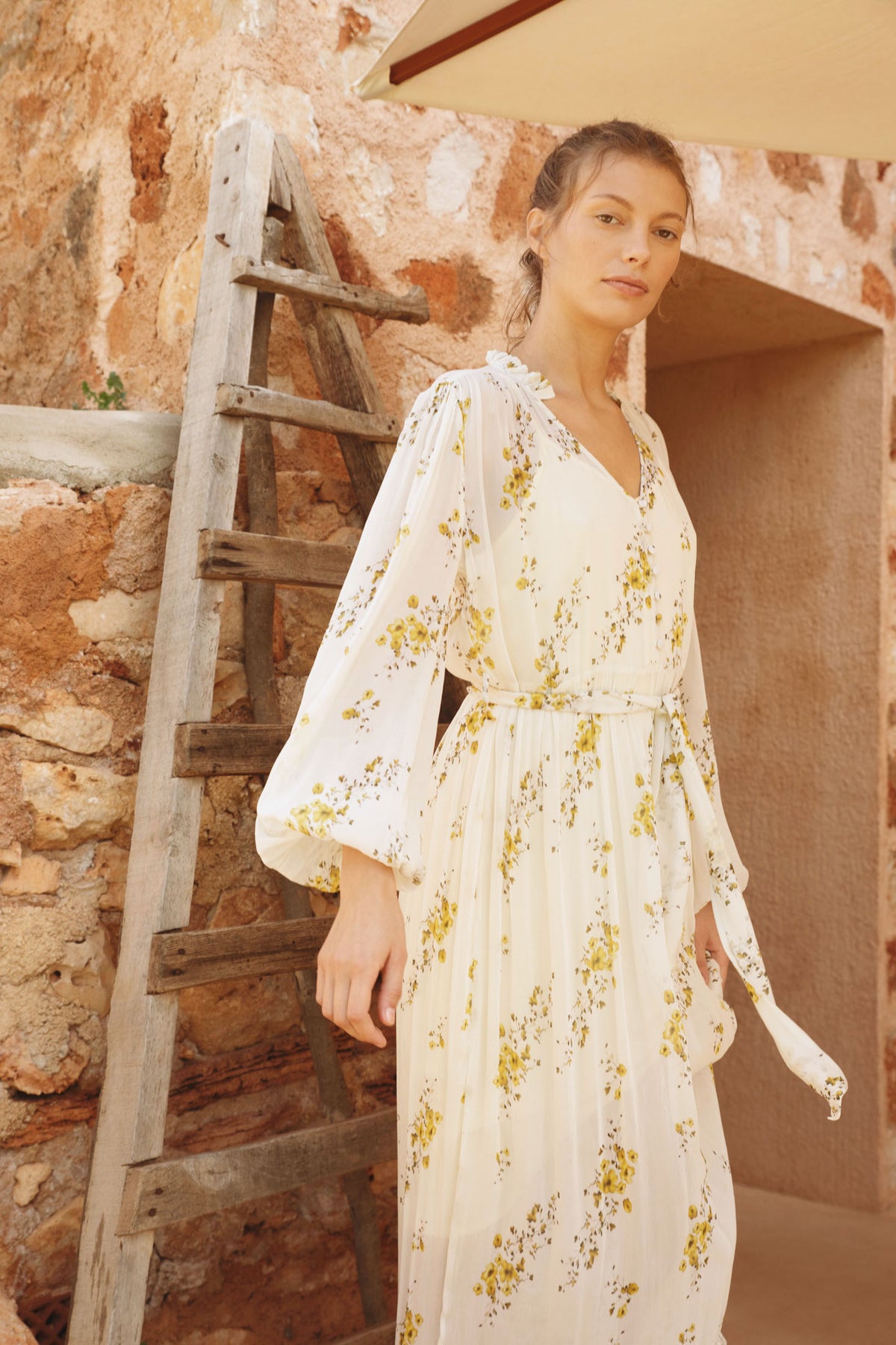 Atina Dress - Yellow Ornament