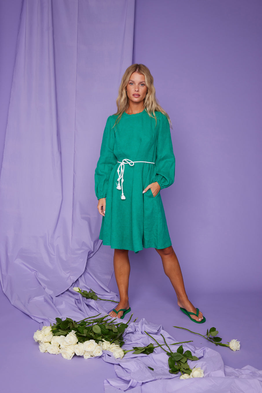 Saint Short Linen Klänning - Grön