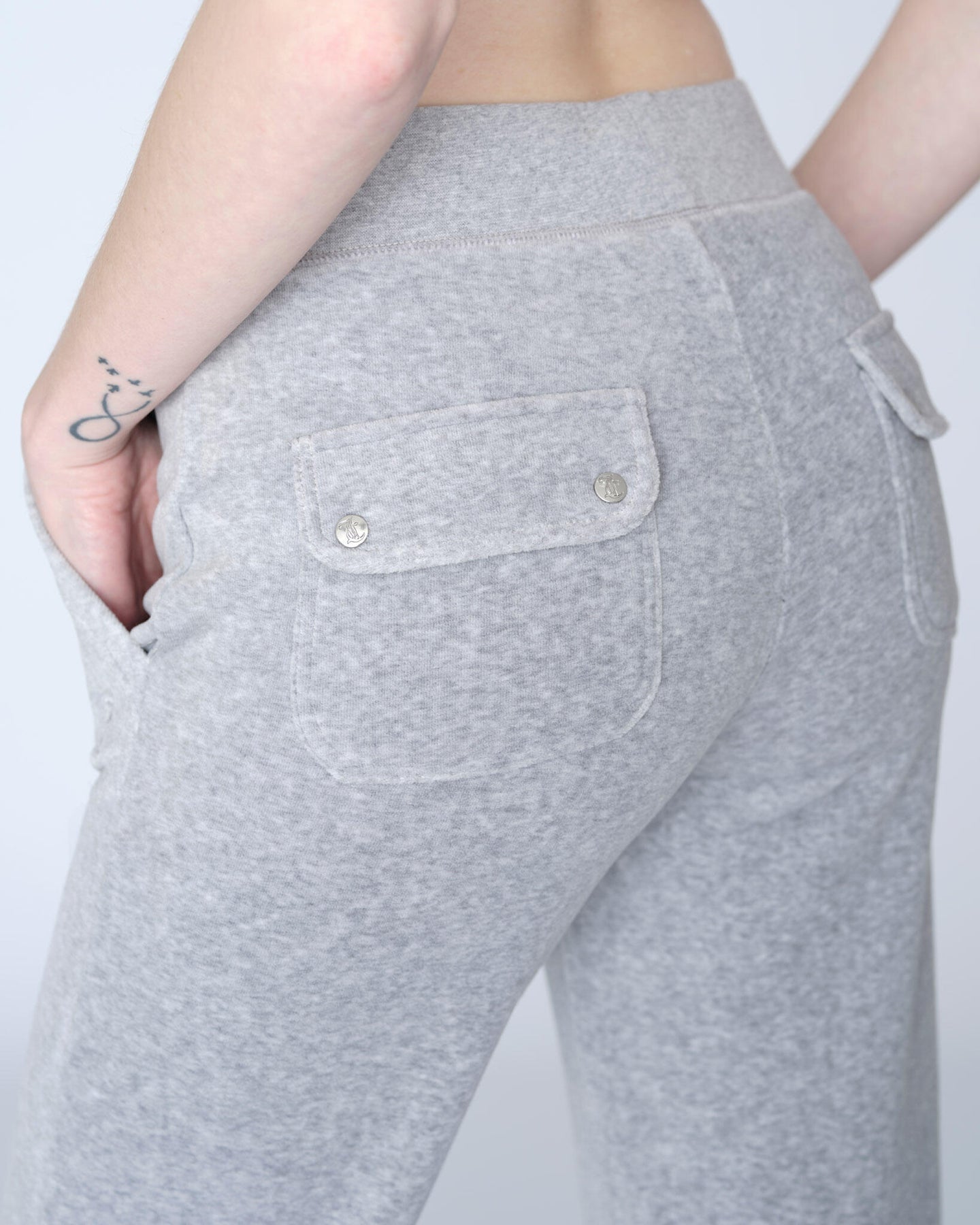 Del Ray Classic Velour Pant Pocket - Silver Marl