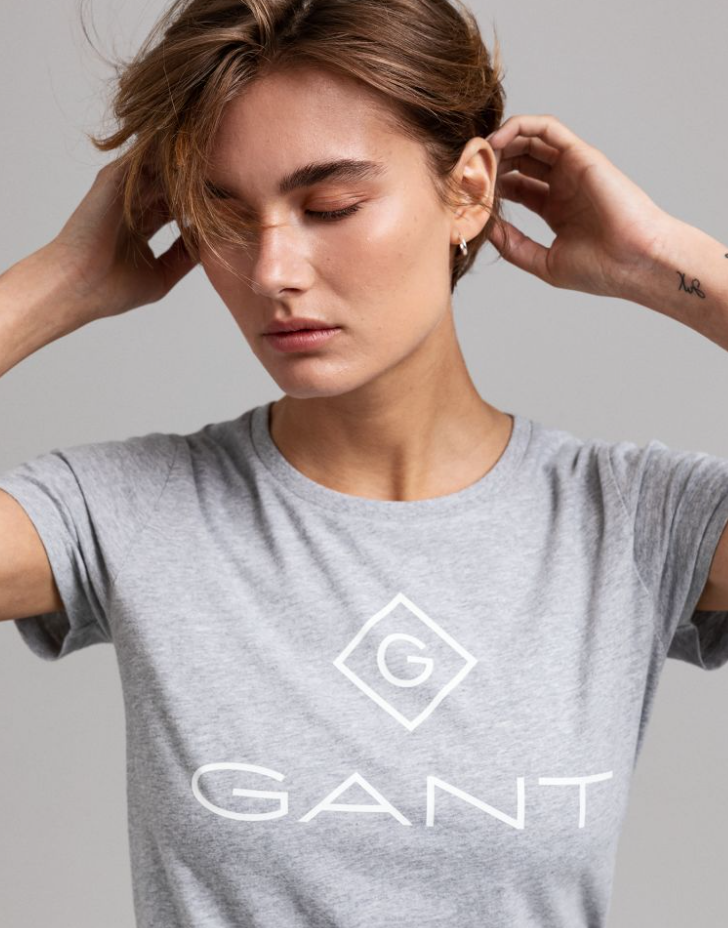 Lock Up SS T-Shirt - Grey Melange - GANT - T-skjorter & Topper - VILLOID.no
