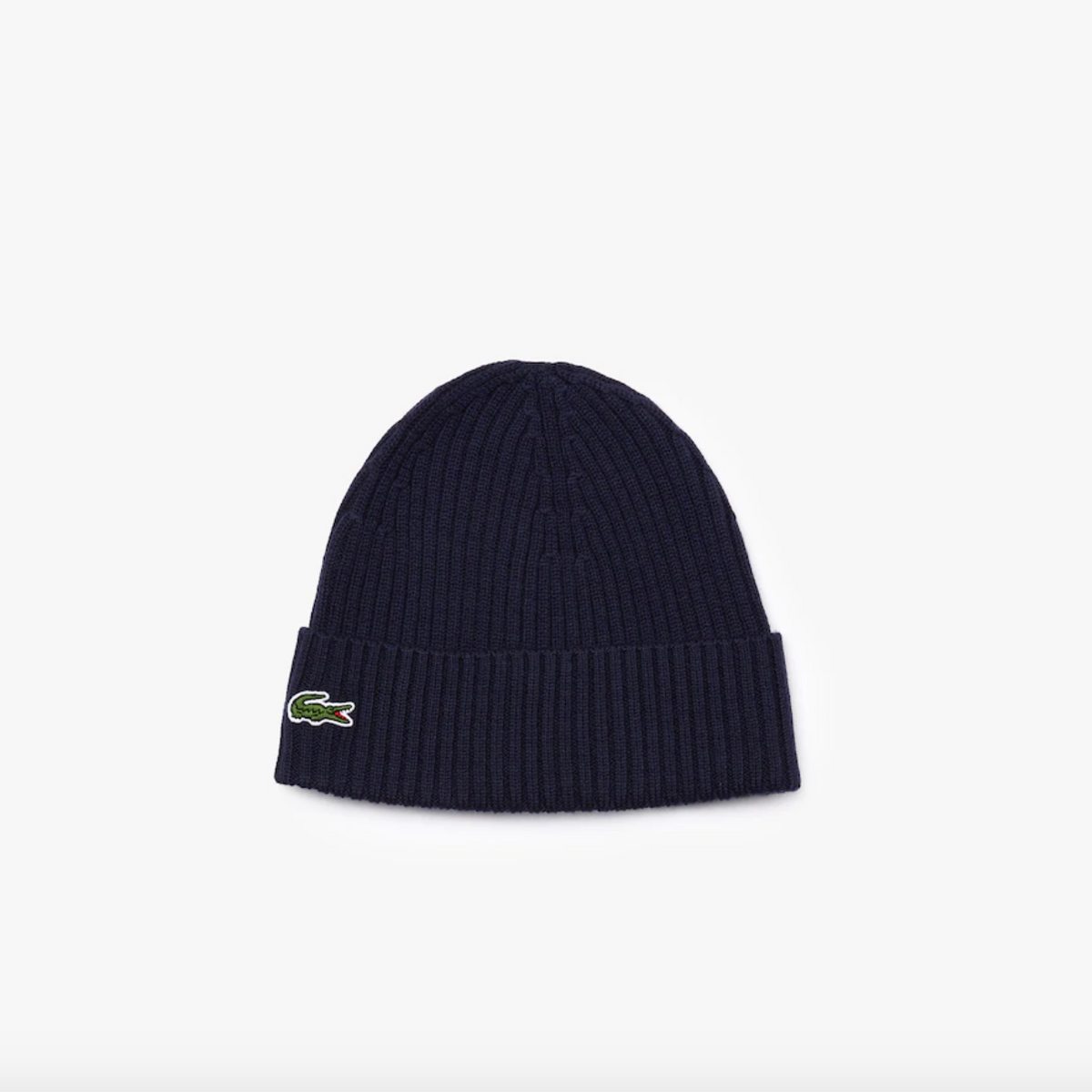 Lacoste Ribbed Wool Beanie - Navy Blue