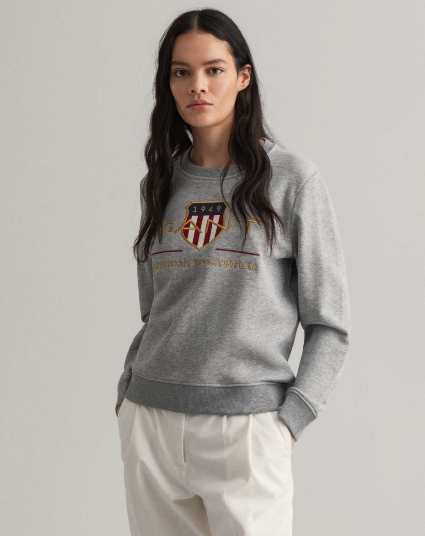Archive Shield C-Neck Sweat - Grey Melange