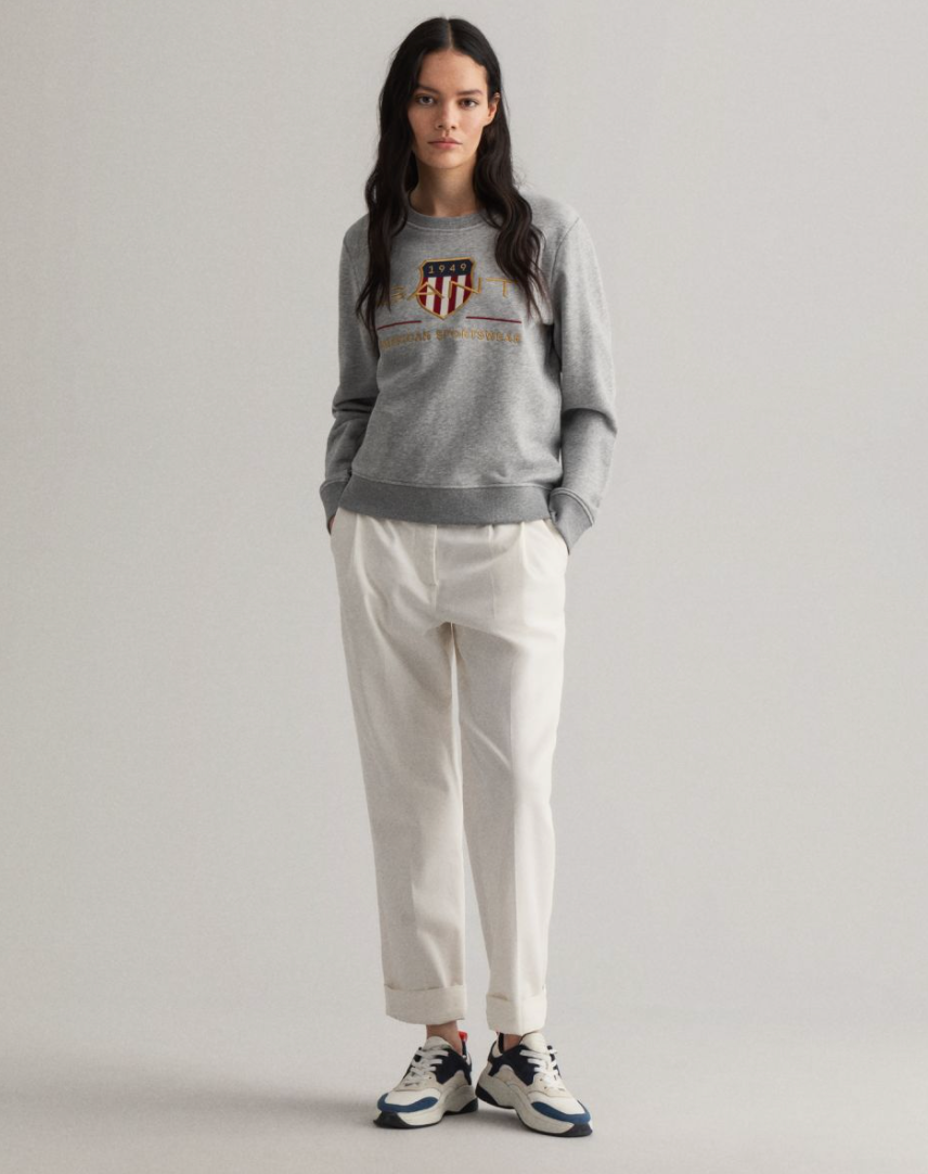 Archive Shield C-Neck Sweat - Grey Melange