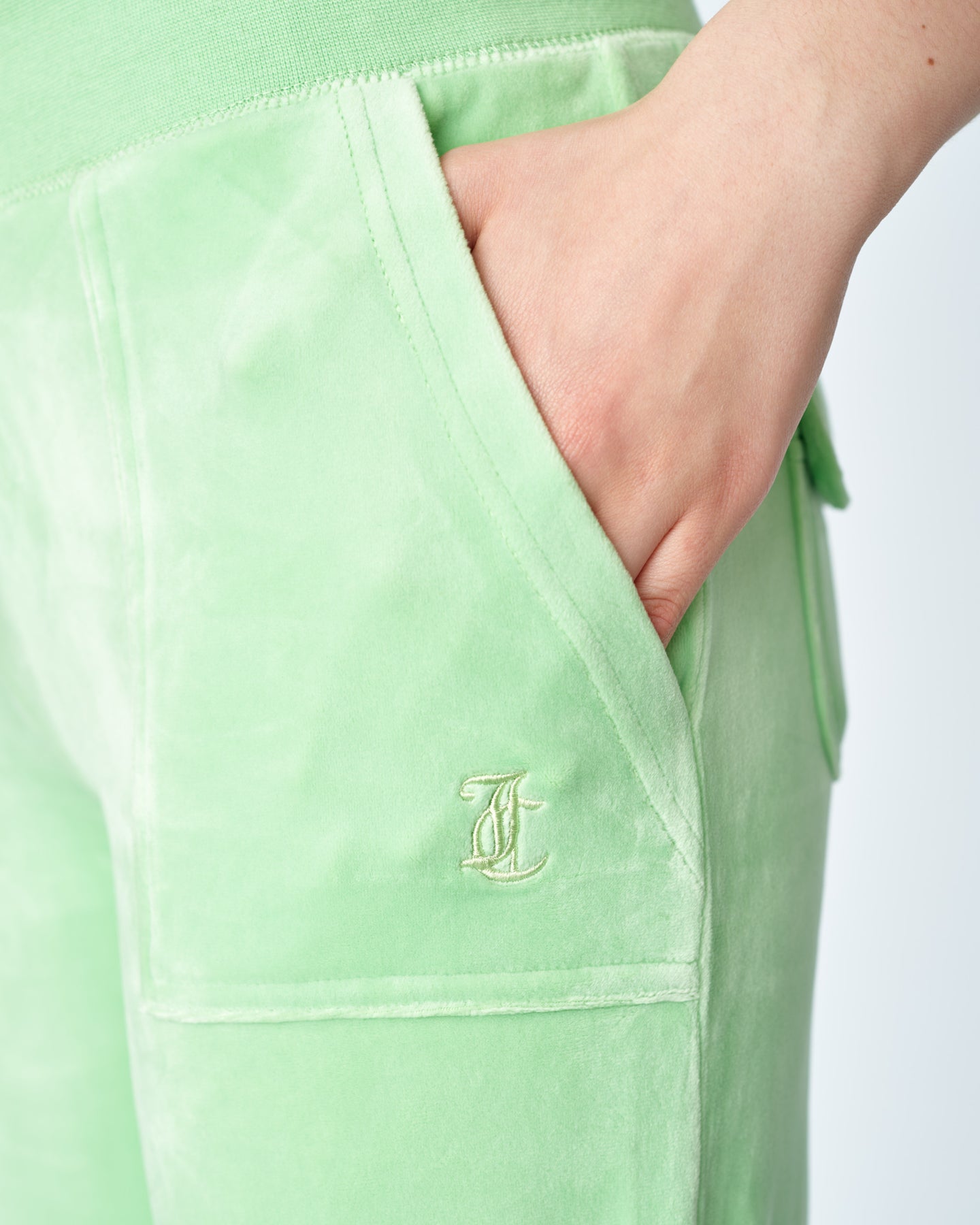 Del Ray Classic Velour Pant Pocket - Summer Green