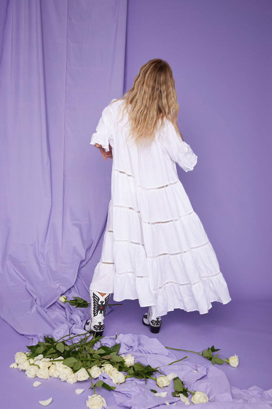 Summer Bird Linen - White