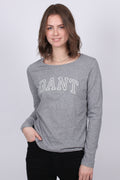 Arch Logo LS T-shirt - Grey Melange - GANT - T-skjorter & Topper - VILLOID.no
