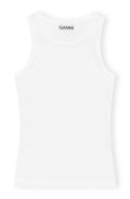 Ganni Soft Cotton Rib Tank Top - Bright White