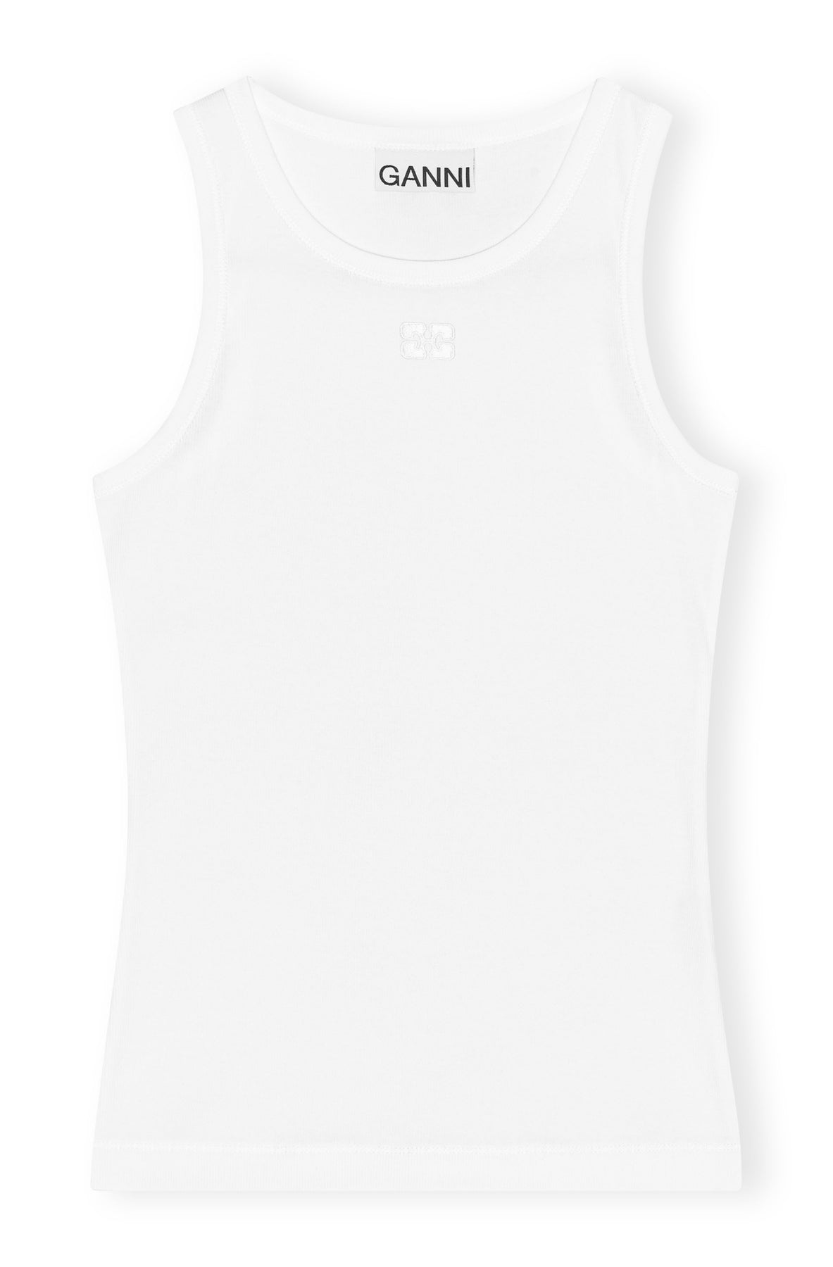 Ganni Soft Cotton Rib Tank Top - Bright White