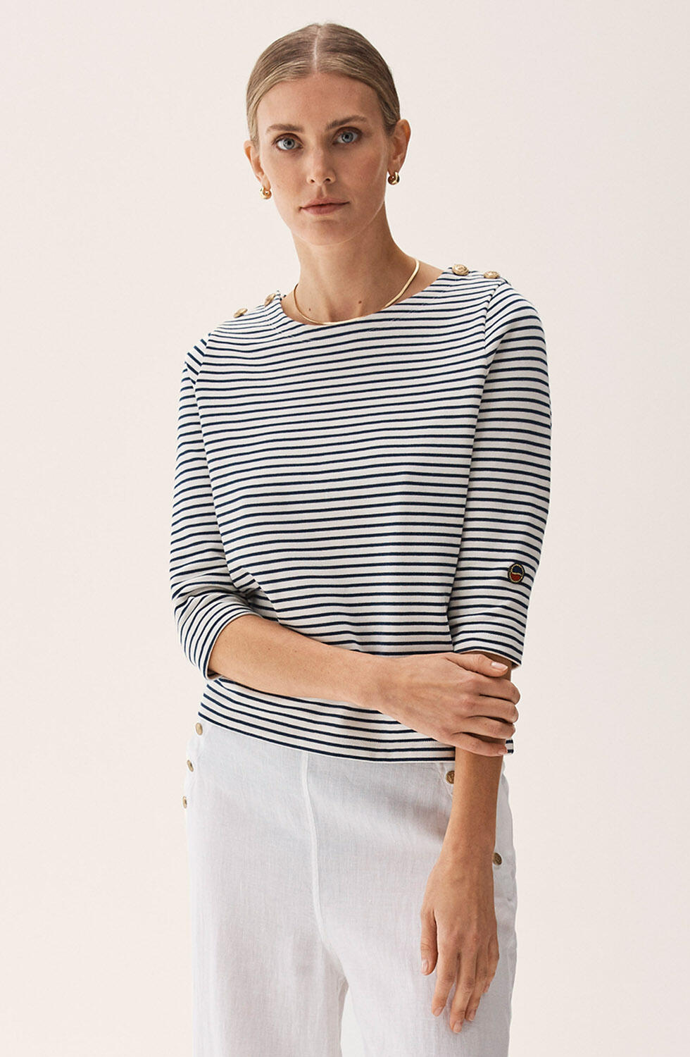 Trudy Top - Marine/Ecru