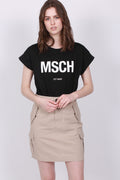 Alva MSCH STD Tee - Black/White - Moss Copenhagen - T-skjorter & Topper - VILLOID.no