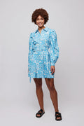 Forever Button Dress - Blue Vintage Flower