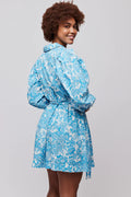 Forever Button Dress - Blue Vintage Flower