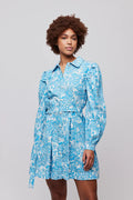 Forever Button Dress - Blue Vintage Flower
