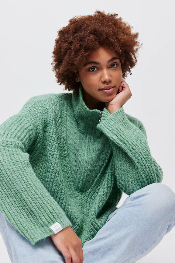 Florie Zip Knit - Sea Green