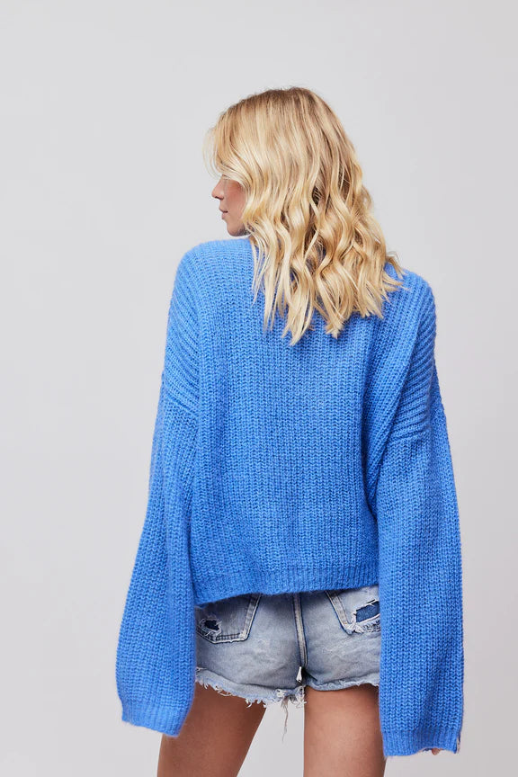 Florie Zip Knit - Azure Blue