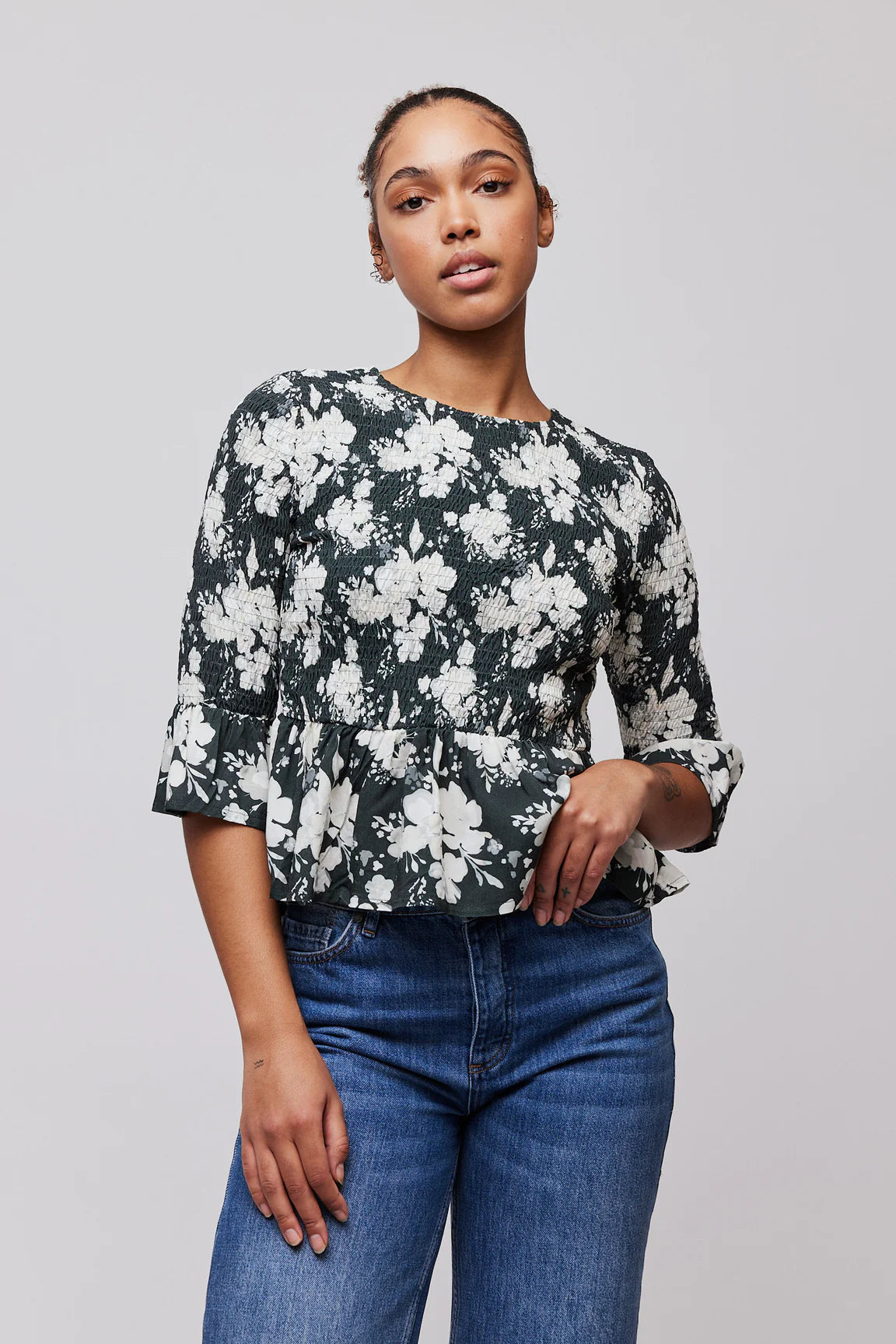 Paola Blouse - Creme Flower