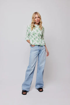 Paola Blouse - Green Flower