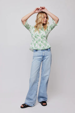 Paola Blouse - Green Flower