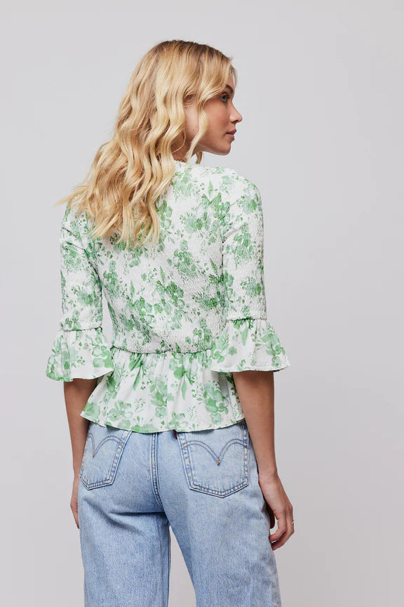 Paola Blouse - Green Flower