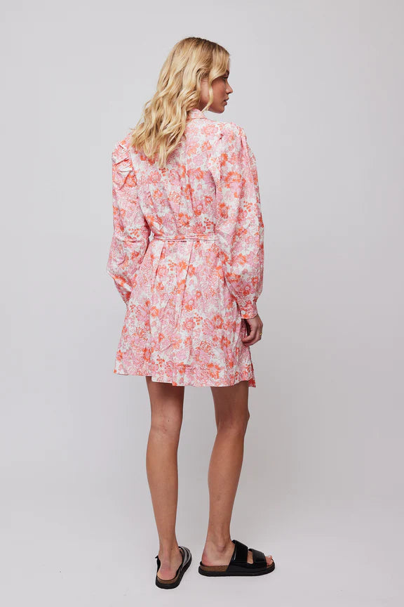 Forever Button Dress - Red Vintage Flower