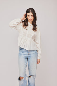 Ruby Button Blouse - Cloud Dancer