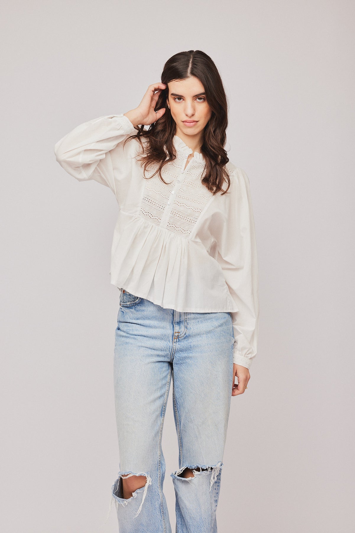 Ruby Button Blouse - Cloud Dancer