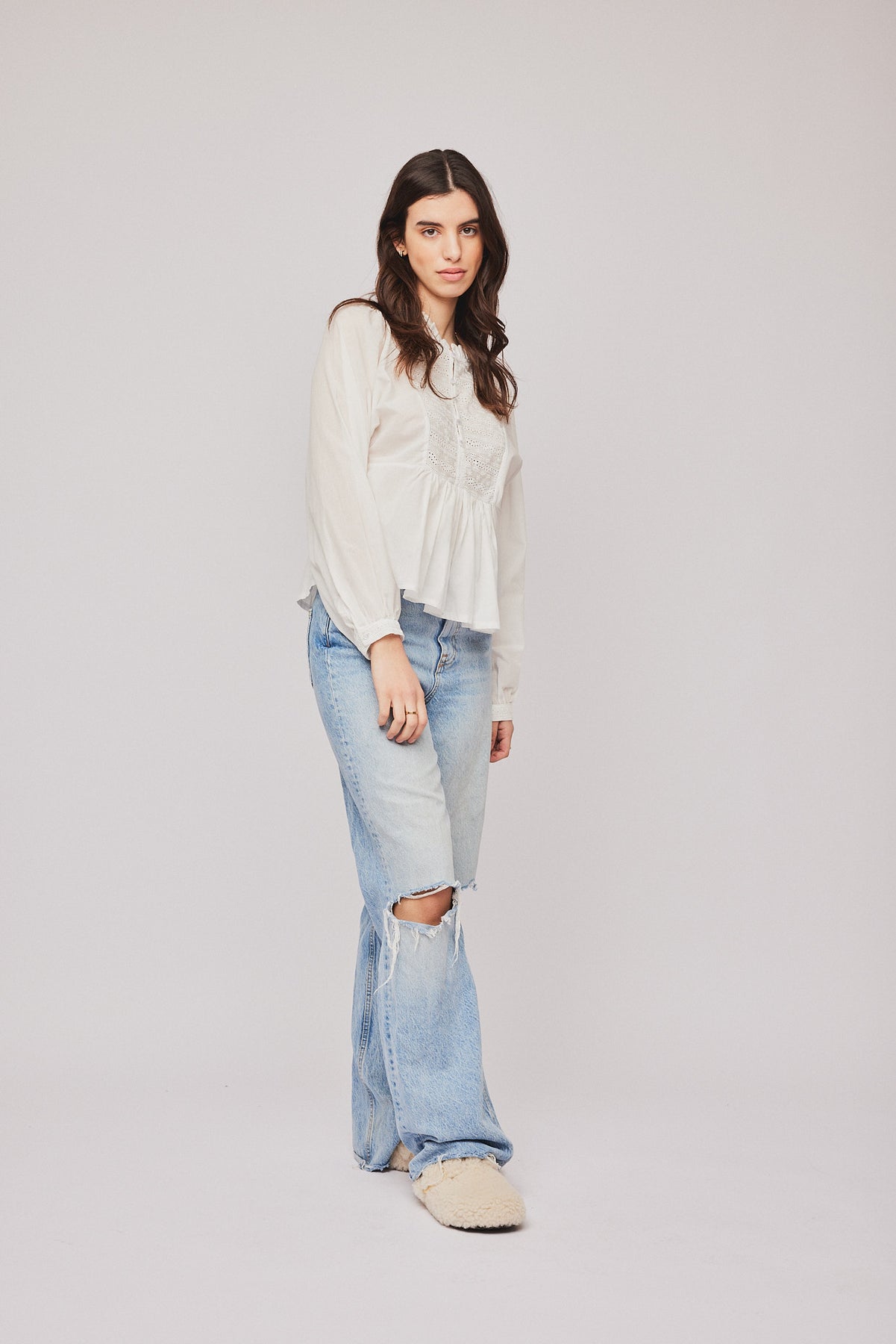 Ruby Button Blouse - Cloud Dancer