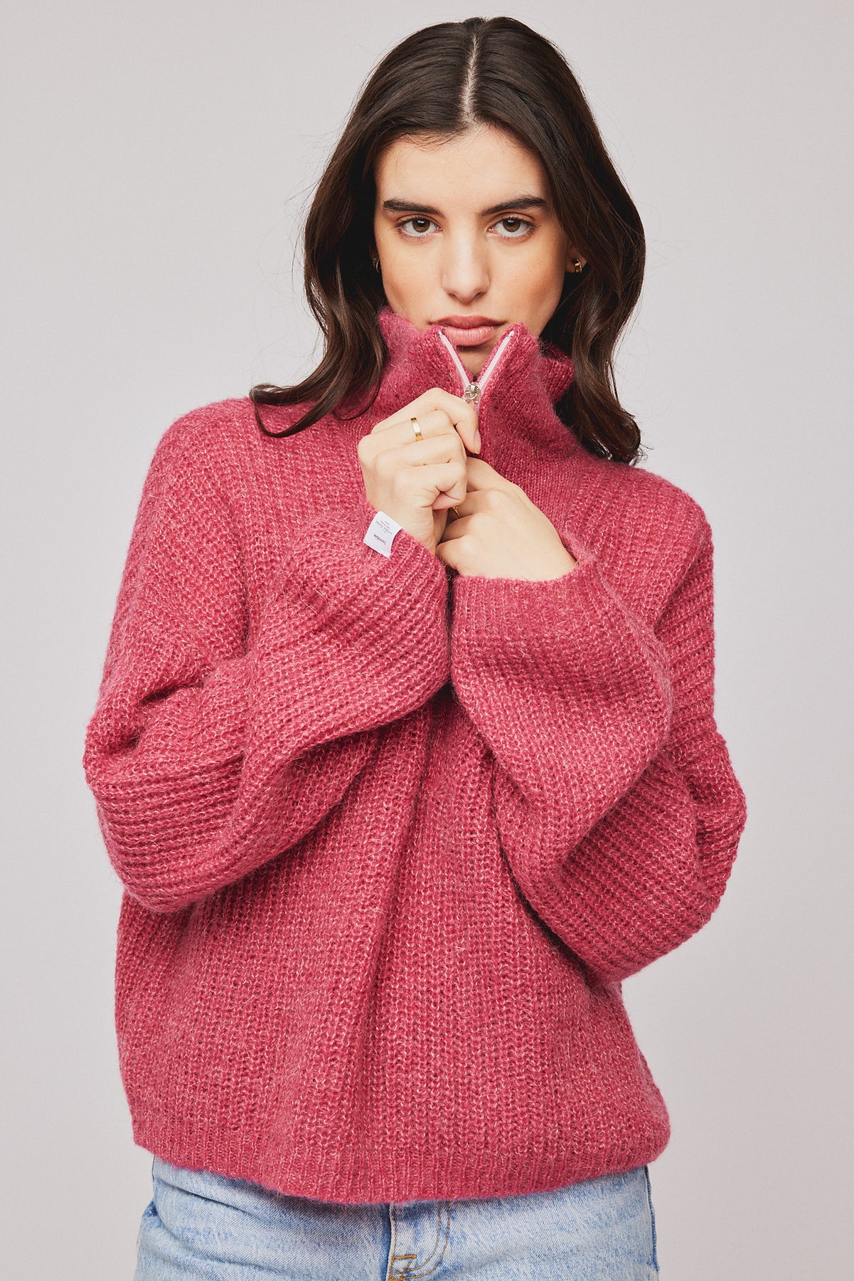 Florie Zip Knit - Teaberry