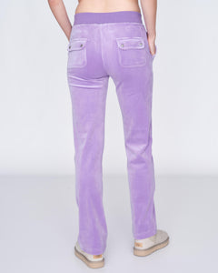 Del Ray Classic Velour Pant Pocket - Violet Tulip
