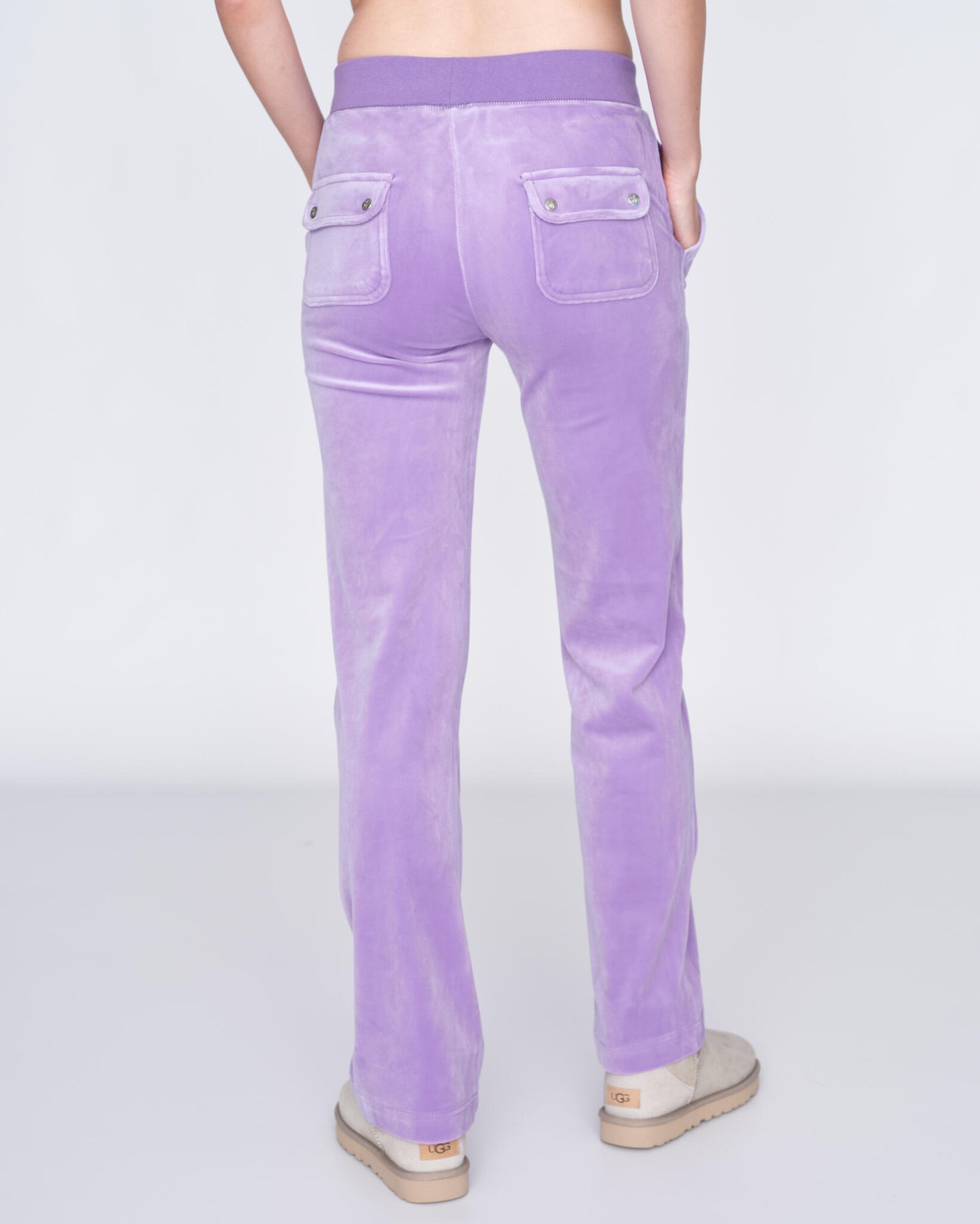 Del Ray Classic Velour Pant Pocket - Violet Tulip
