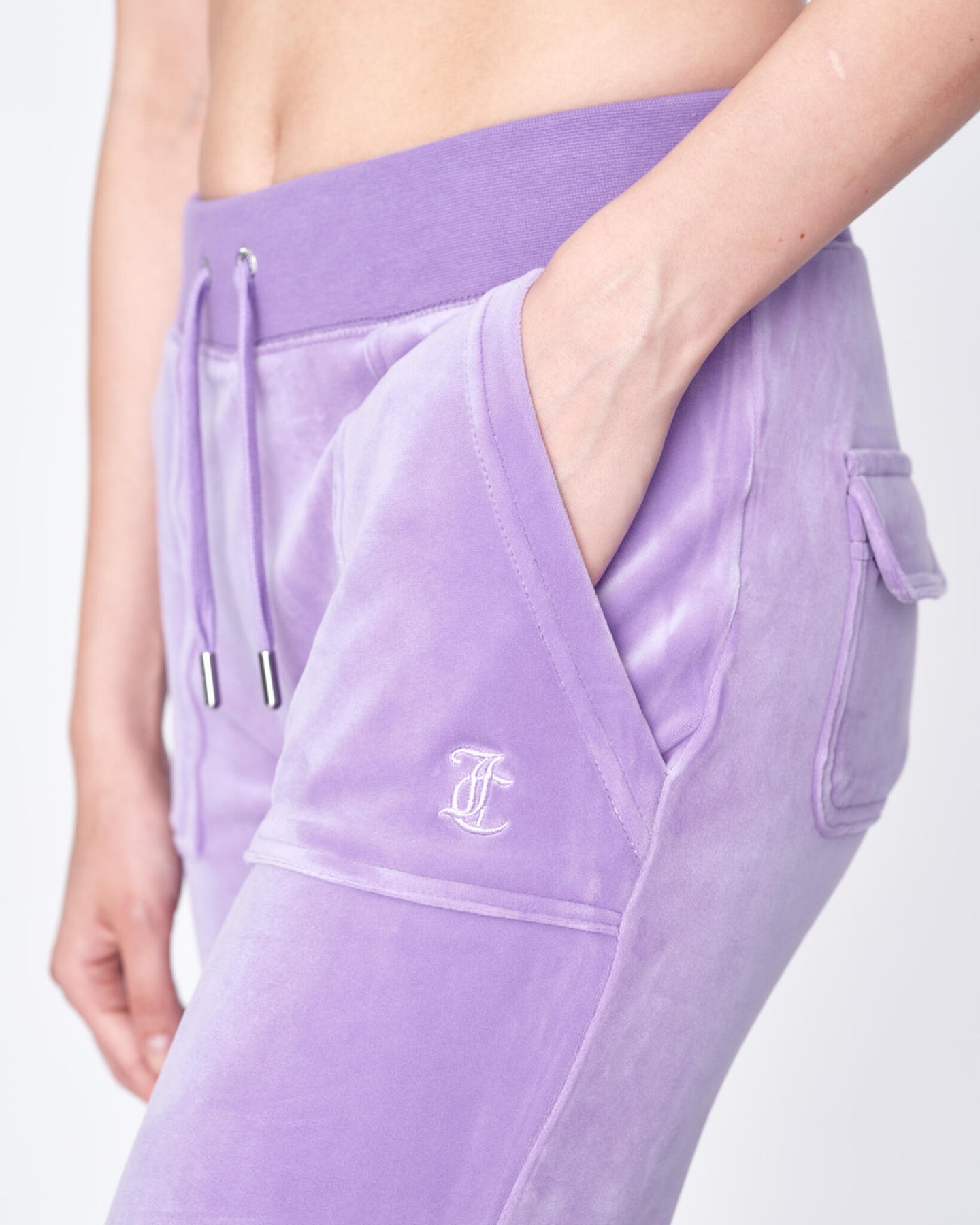 Del Ray Classic Velour Pant Pocket - Violet Tulip