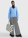 Ribbed V-Neck Jumper - Sky Cloud