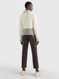 Colour-Blocked Half-Zip Relaxed Fit Jumper - Ecru Grey Oat