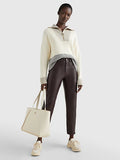 Colour-Blocked Half-Zip Relaxed Fit Jumper - Ecru Grey Oat