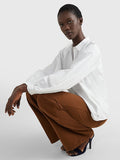 Woven Raglan Sleeve Relaxed Fit Shirt - Th Optic White