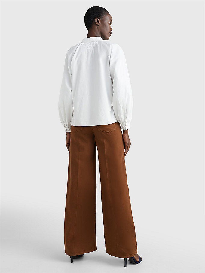 Woven Raglan Sleeve Relaxed Fit Shirt - Th Optic White