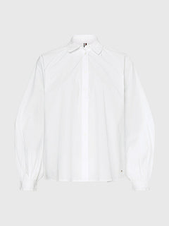 Woven Raglan Sleeve Relaxed Fit Shirt - Th Optic White
