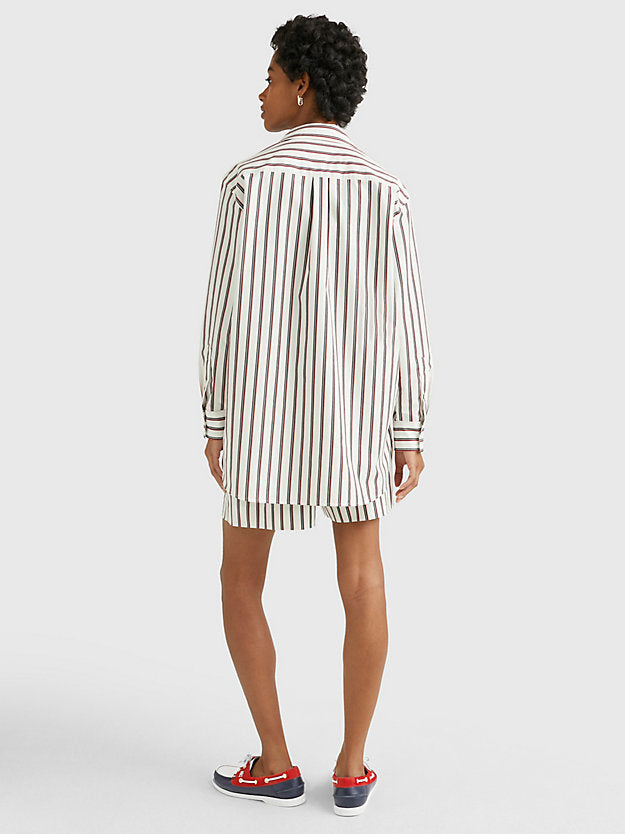 CO Stripe Oversized Shirt - Prep Stp/ Desert Sky/ Primary Red