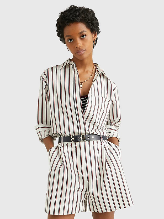 CO Stripe Oversized Shirt - Prep Stp/ Desert Sky/ Primary Red