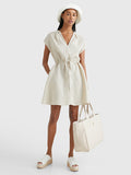 Linen Sleeveless Short Dress - Light Sandalwood