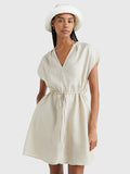 Linen Sleeveless Short Dress - Light Sandalwood