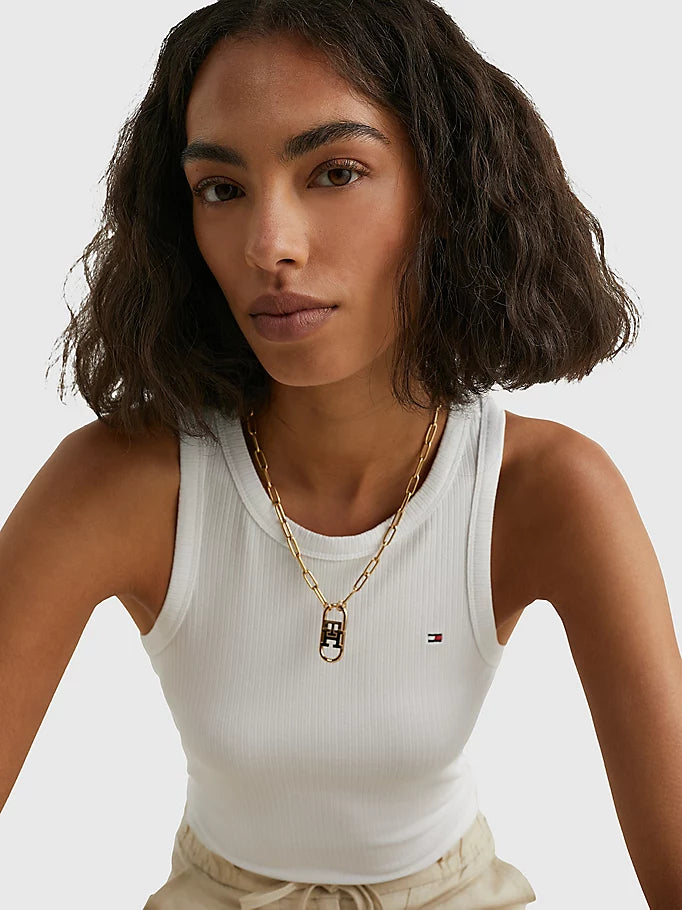 Ribbed Slim Fit Tank Top - Th Optic White