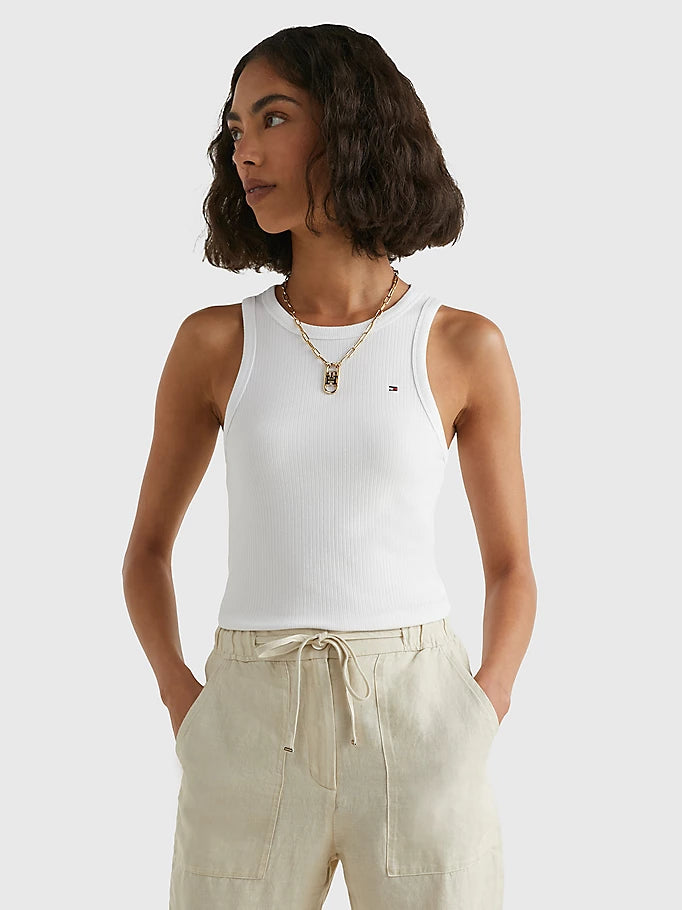 Ribbed Slim Fit Tank Top - Th Optic White